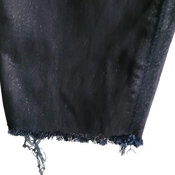 L'AGENCE Margot Skinny Metro Coated Stretch Raw Hem Jeans Blue Black Shimmer 26