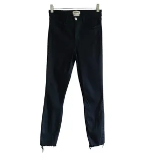L'AGENCE Margot Skinny Metro Coated Stretch Raw Hem Jeans Blue Black Shimmer 26