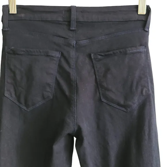 L'AGENCE Margot Skinny Metro Coated Stretch Raw Hem Jeans Blue Black Shimmer 26