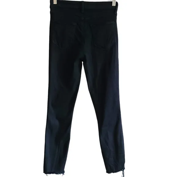 L'AGENCE Margot Skinny Metro Coated Stretch Raw Hem Jeans Blue Black Shimmer 26