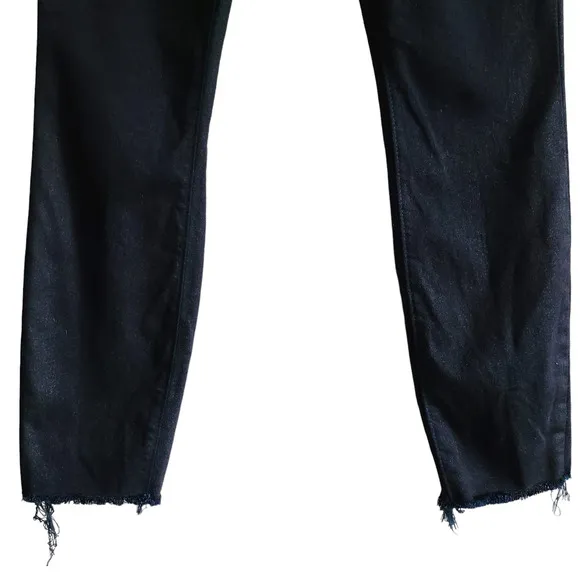 L'AGENCE Margot Skinny Metro Coated Stretch Raw Hem Jeans Blue Black Shimmer 26