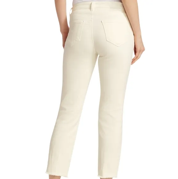 L'agence Sada Cropped Slim High Rise Vintage White Jeans