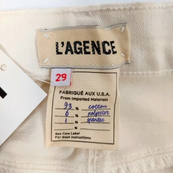 L'agence Sada Cropped Slim High Rise Vintage White Jeans