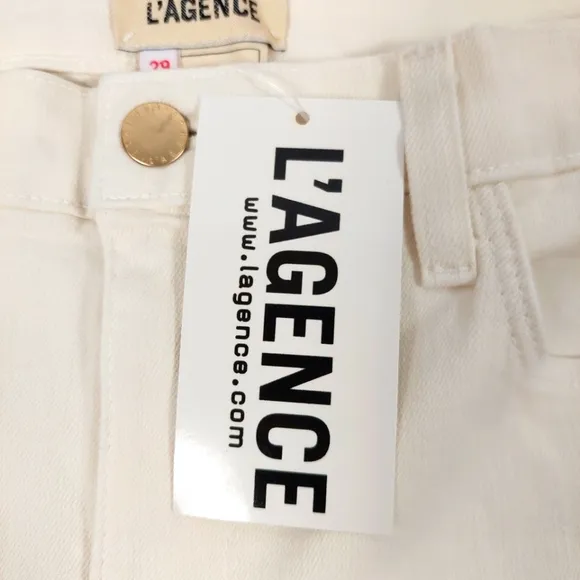 L'agence Sada Cropped Slim High Rise Vintage White Jeans