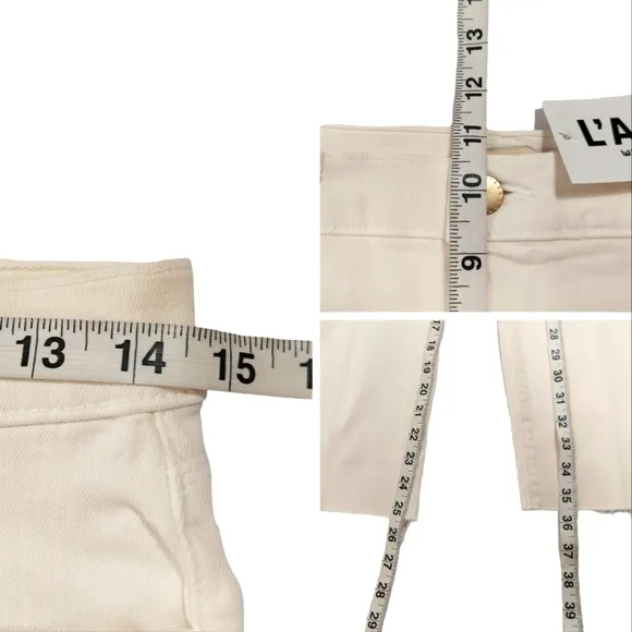 L'agence Sada Cropped Slim High Rise Vintage White Jeans