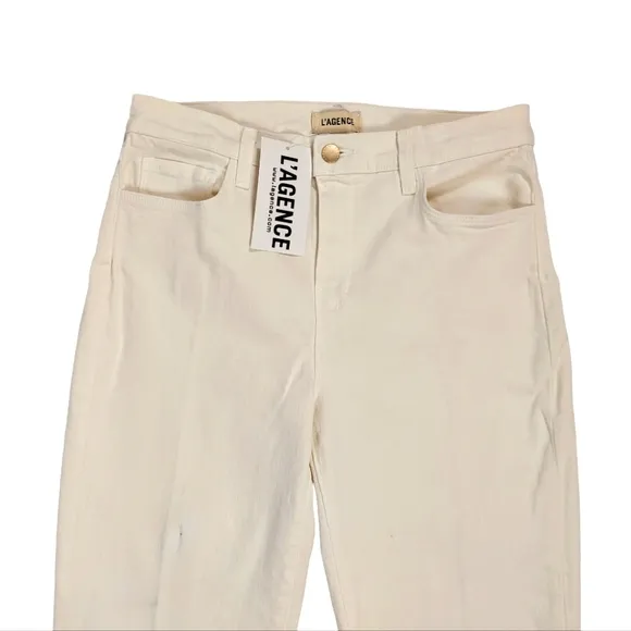 L'agence Sada Cropped Slim High Rise Vintage White Jeans