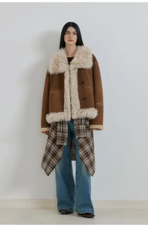 Lapel Splicing Fur Jacket