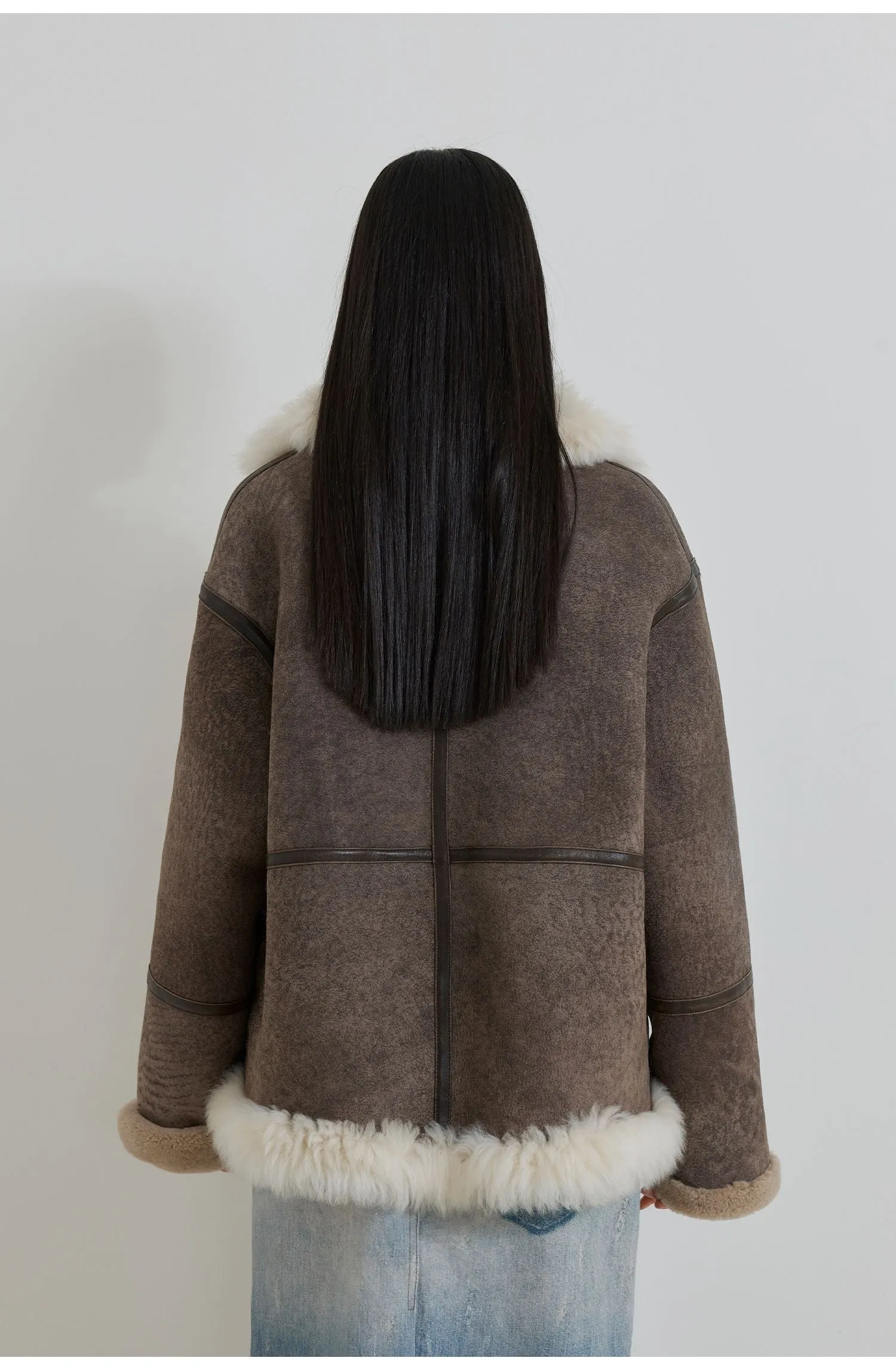 Lapel Splicing Fur Jacket