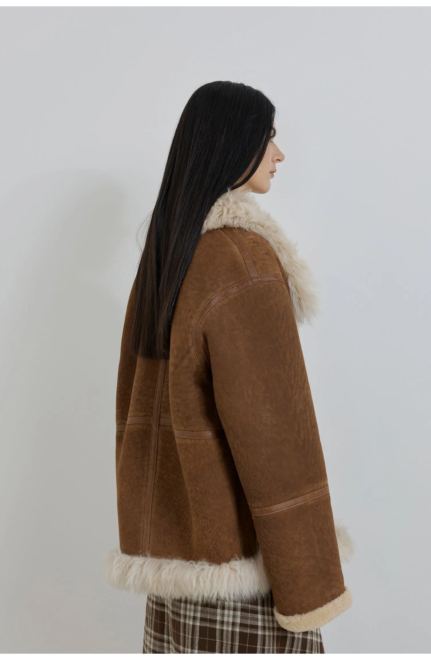 Lapel Splicing Fur Jacket