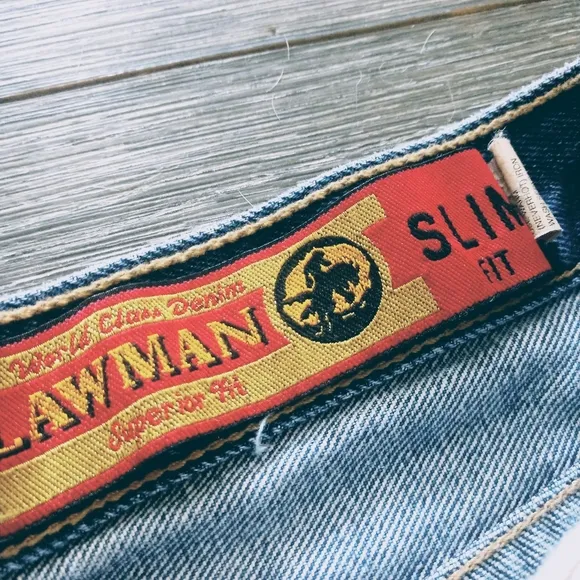 Lawman Western Vintage Jeans Criss Cross Leather Strap High Rise Jeans Rancher .
