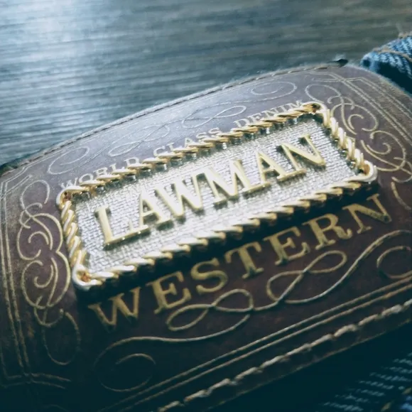 Lawman Western Vintage Jeans Criss Cross Leather Strap High Rise Jeans Rancher .