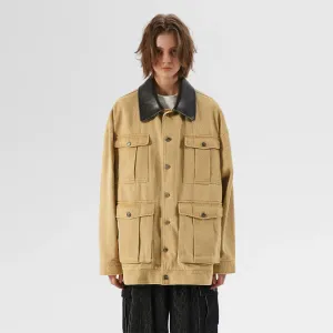 Leather Collar Utility Jacket