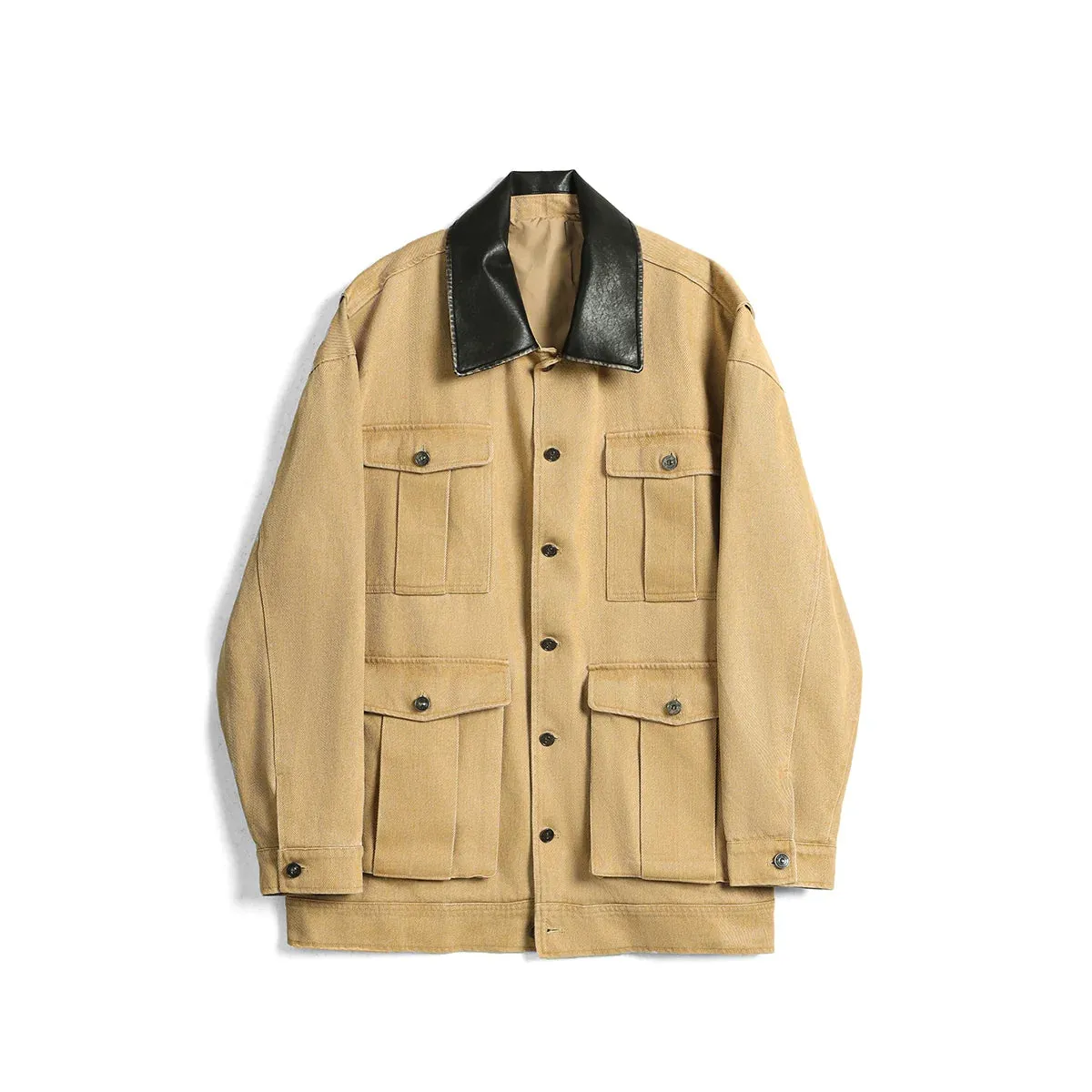 Leather Collar Utility Jacket