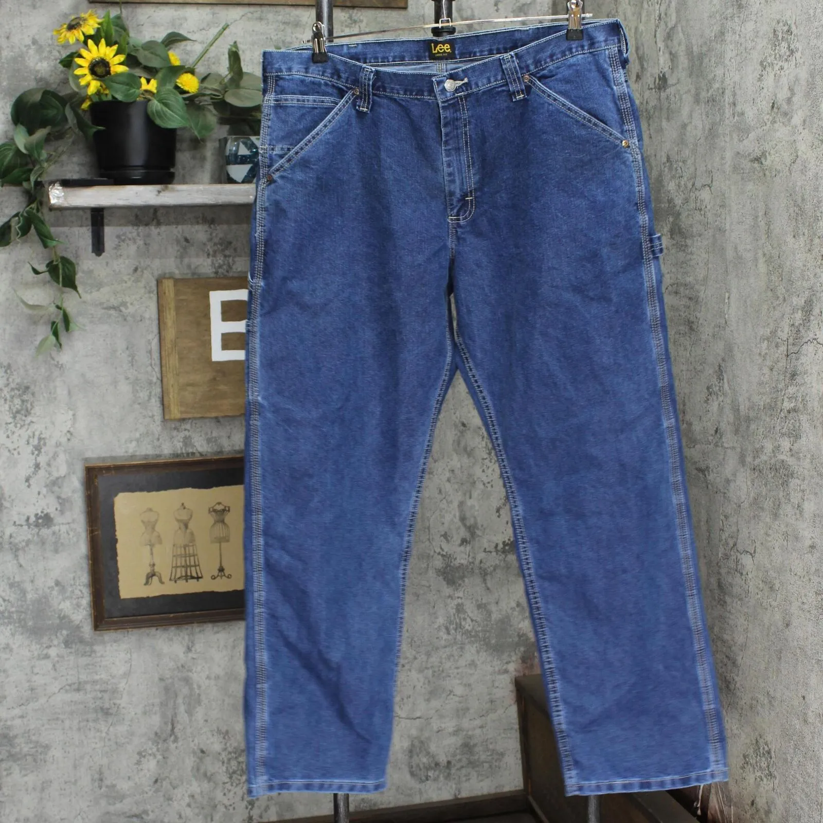 Lee LEE Men's Dungarees Losse-Fit Carpenter Jean A0049 Retro Stone Blue 38x30