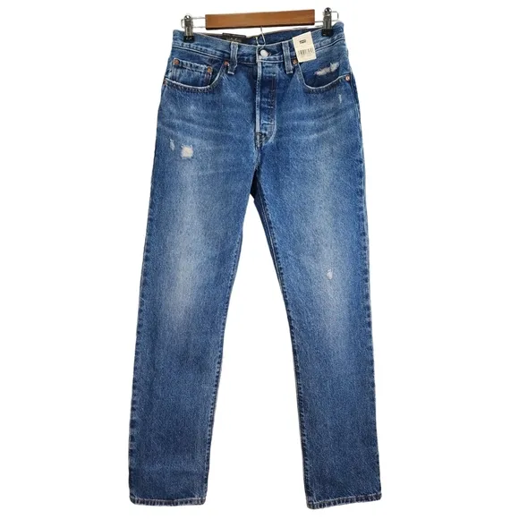 Levi's Premium Distressed 501 Button Fly Jeans 26 NWT