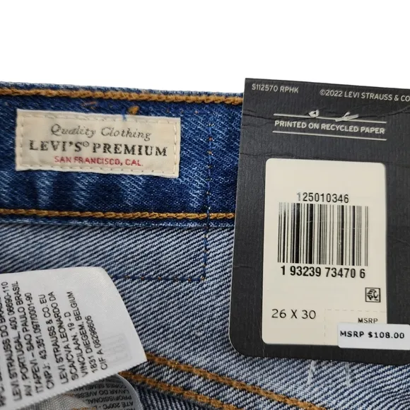 Levi's Premium Distressed 501 Button Fly Jeans 26 NWT
