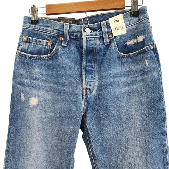 Levi's Premium Distressed 501 Button Fly Jeans 26 NWT
