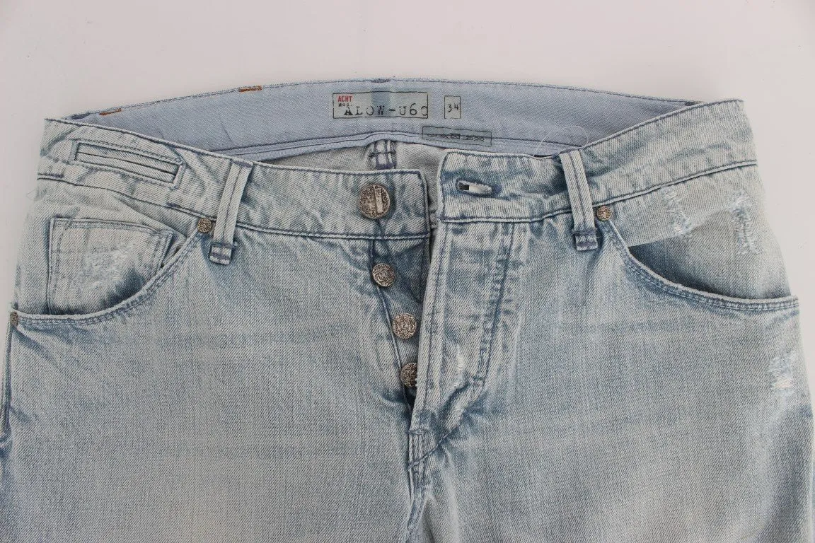 Light Blue Wash Cotton Straight Fit Jeans