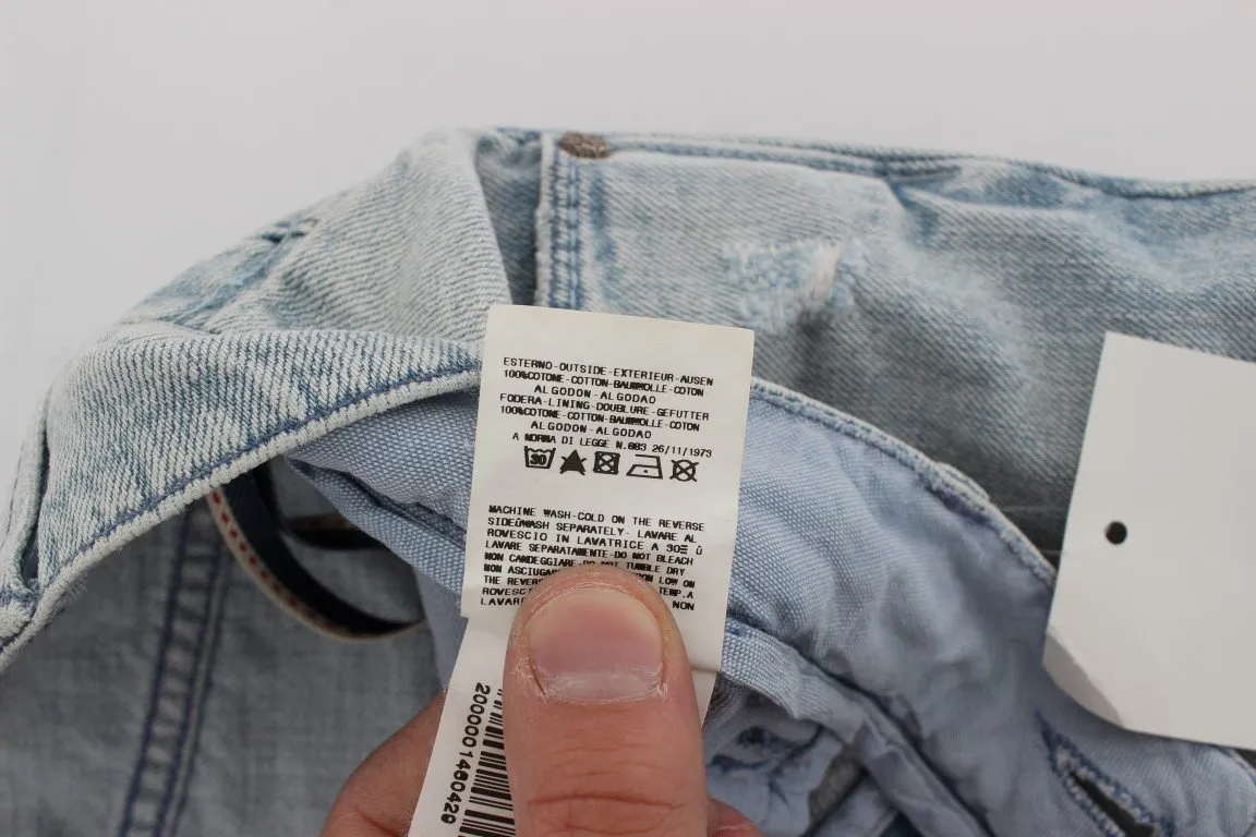 Light Blue Wash Cotton Straight Fit Jeans