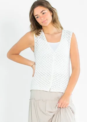Lightweight Knit Button Up Sleeveless Top