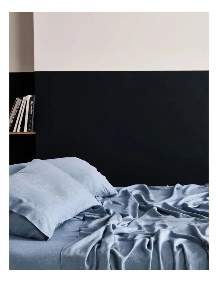 LINEN HOUSE REJEANERATION RIALTA SHEET SET DENIM