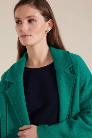 Long Sleeve Boiled Wool Coat Forest