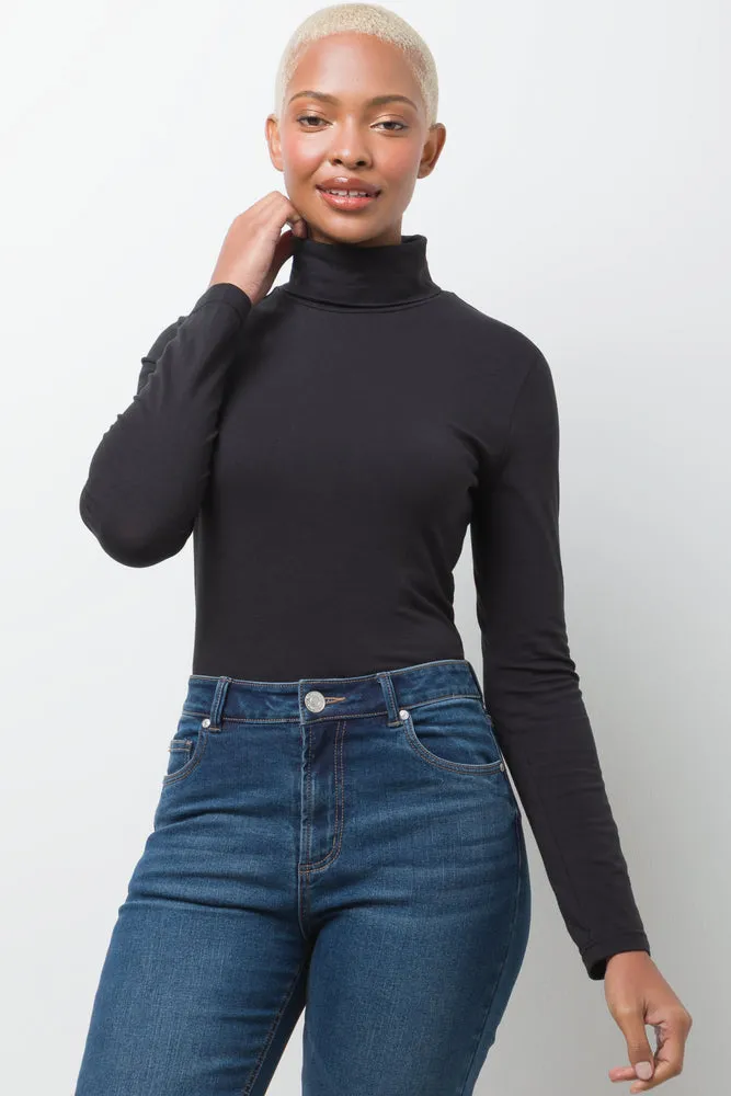 Long Sleeve Poloneck Black