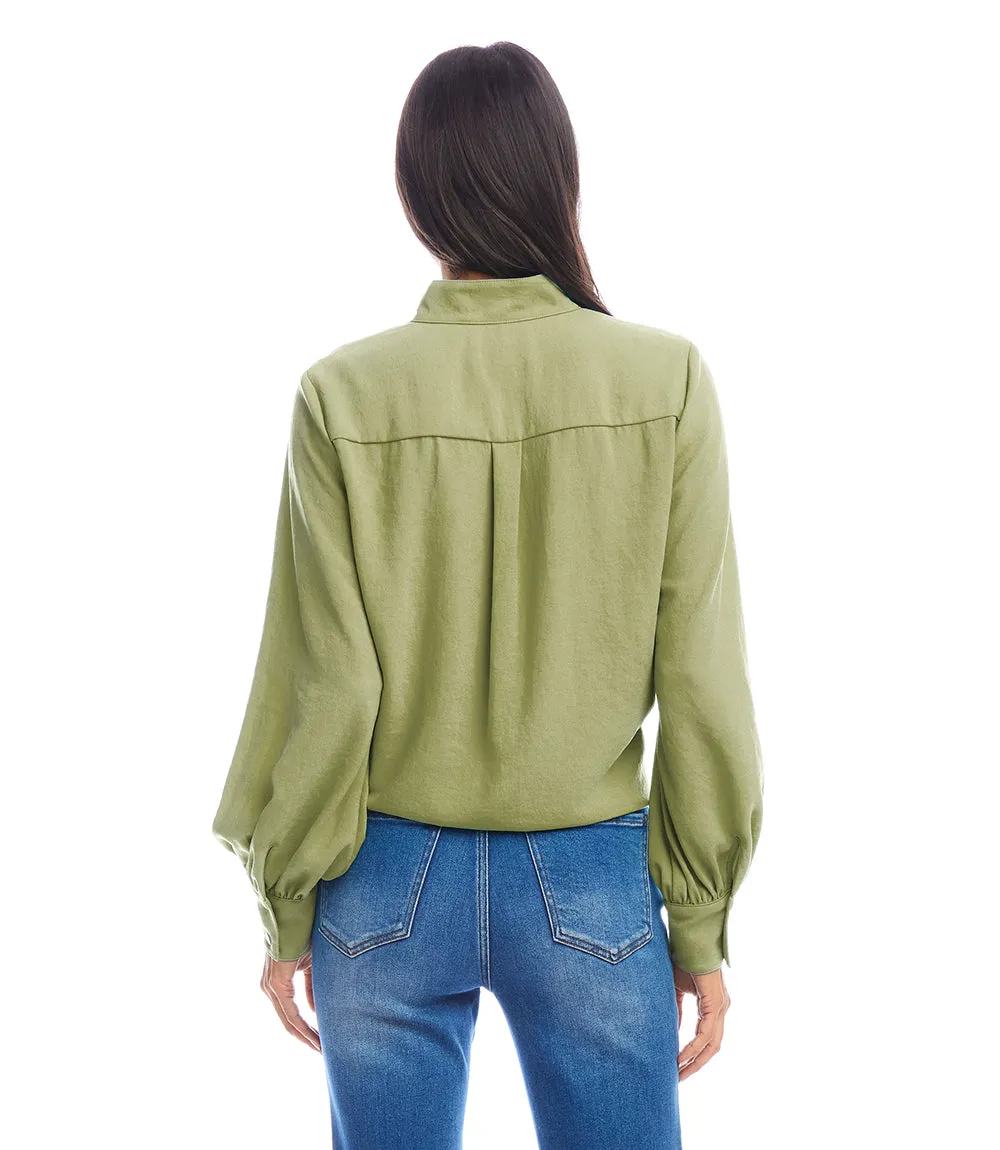 Long Sleeve Tie-Front Top
