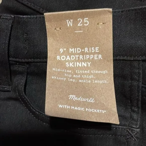Madewell NWT 9&quot; Mid-Rise Roadtripper Skinny Jeans Size 25 in Bennett Wash
