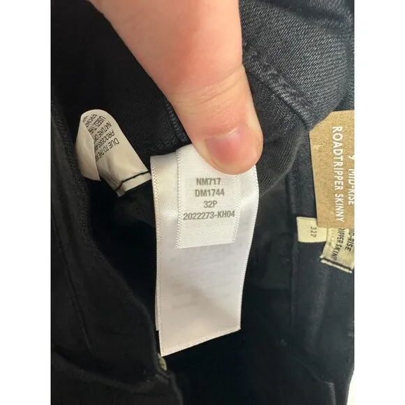 Madewell Petite Sz 32P Mid-Rise Roadtripper Skinny Jeans Bennett Black Wash NWT