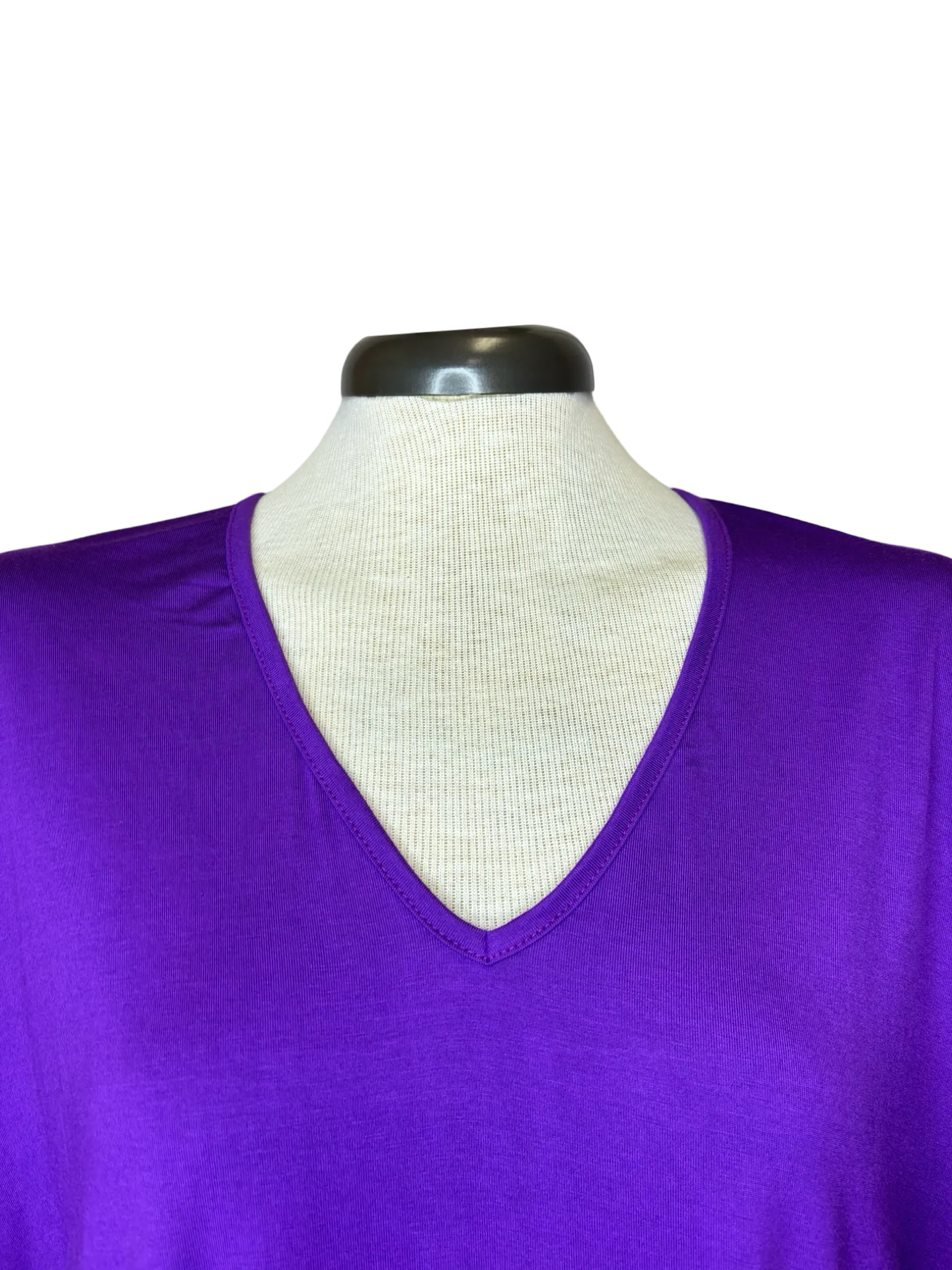 Madison V Neck Folded Cuff Sleeve Top Purple