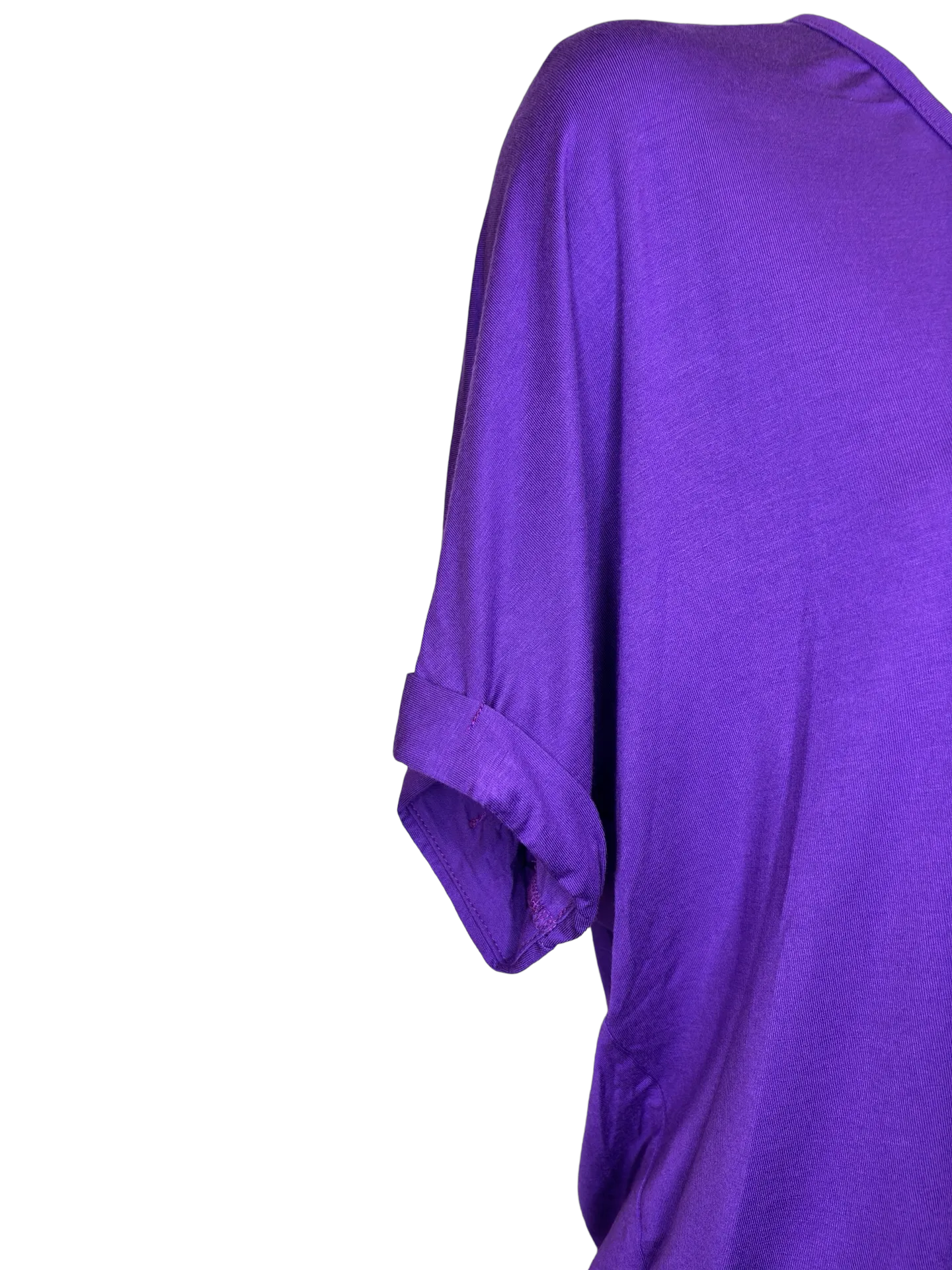 Madison V Neck Folded Cuff Sleeve Top Purple