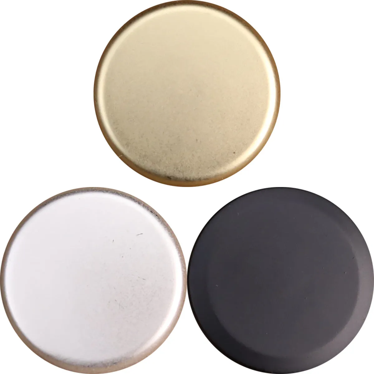 Matte Finish Black Silver Gold Flat Shank Metal Buttons for Denim Coats 18 Pack