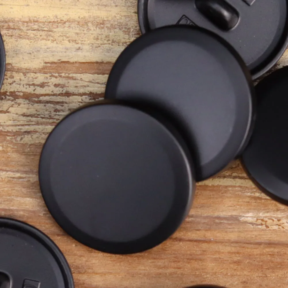 Matte Finish Black Silver Gold Flat Shank Metal Buttons for Denim Coats 18 Pack