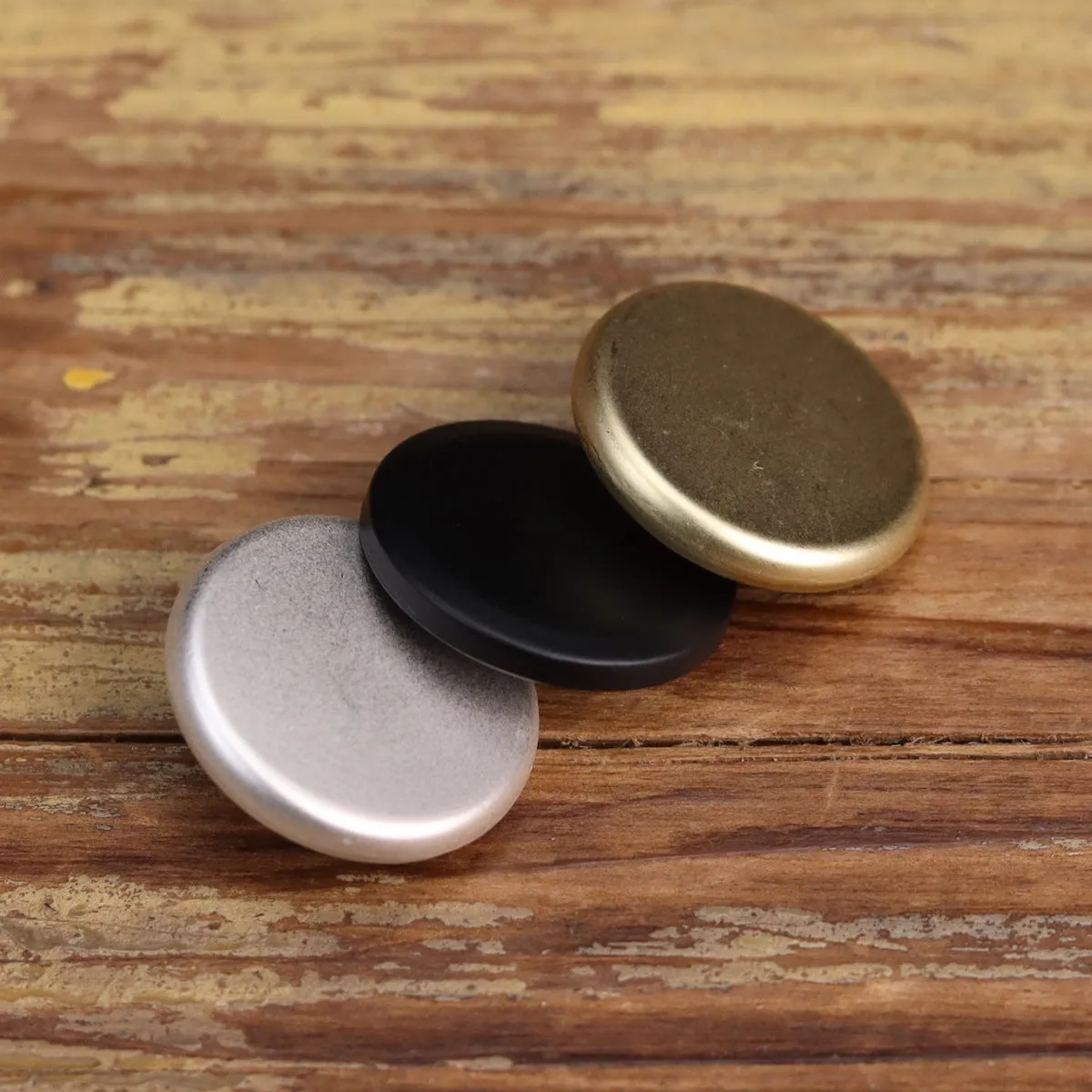 Matte Finish Black Silver Gold Flat Shank Metal Buttons for Denim Coats 18 Pack