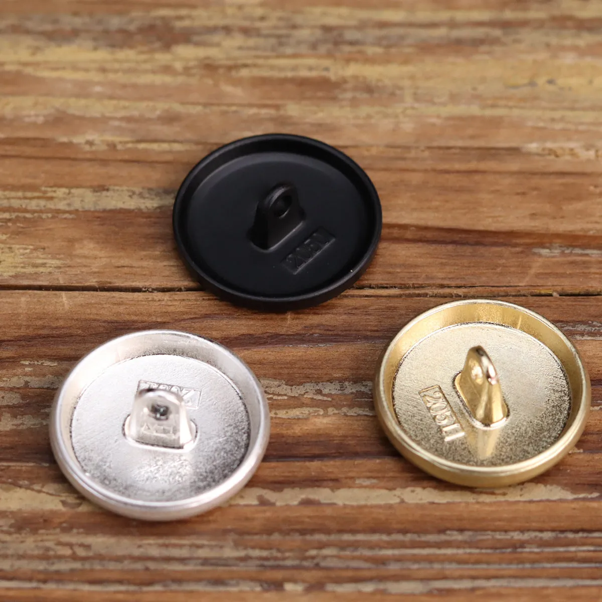 Matte Finish Black Silver Gold Flat Shank Metal Buttons for Denim Coats 18 Pack