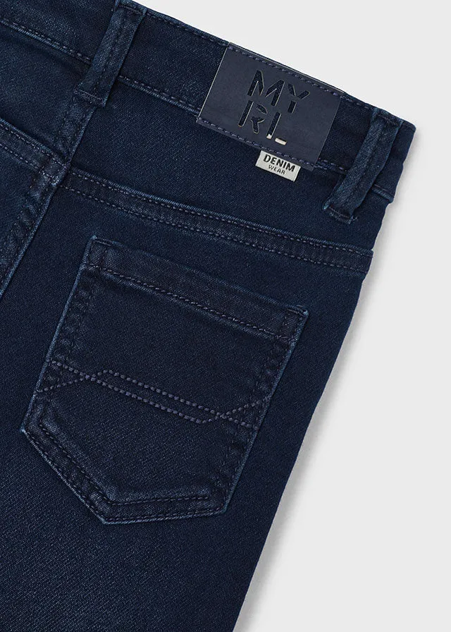 Mayoral 146 White Long Sleeve Shirt, 4338 Stripe Jumper and 4540 Denim Jeans In Stock Now