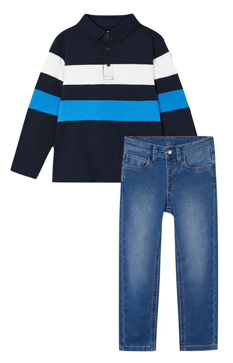 Mayoral 4103 Polo Shirt and 4540 Denim Jeans In Stock Now