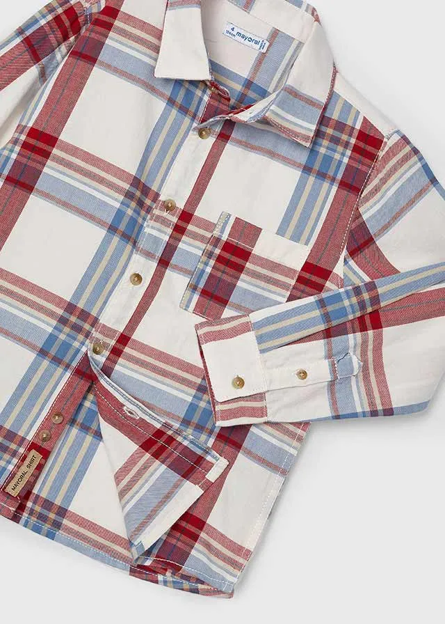 Mayoral 4114 Long Sleeve Check Shirt, 323 Jumper and 504 Slim Fit Jeans In Stock Now