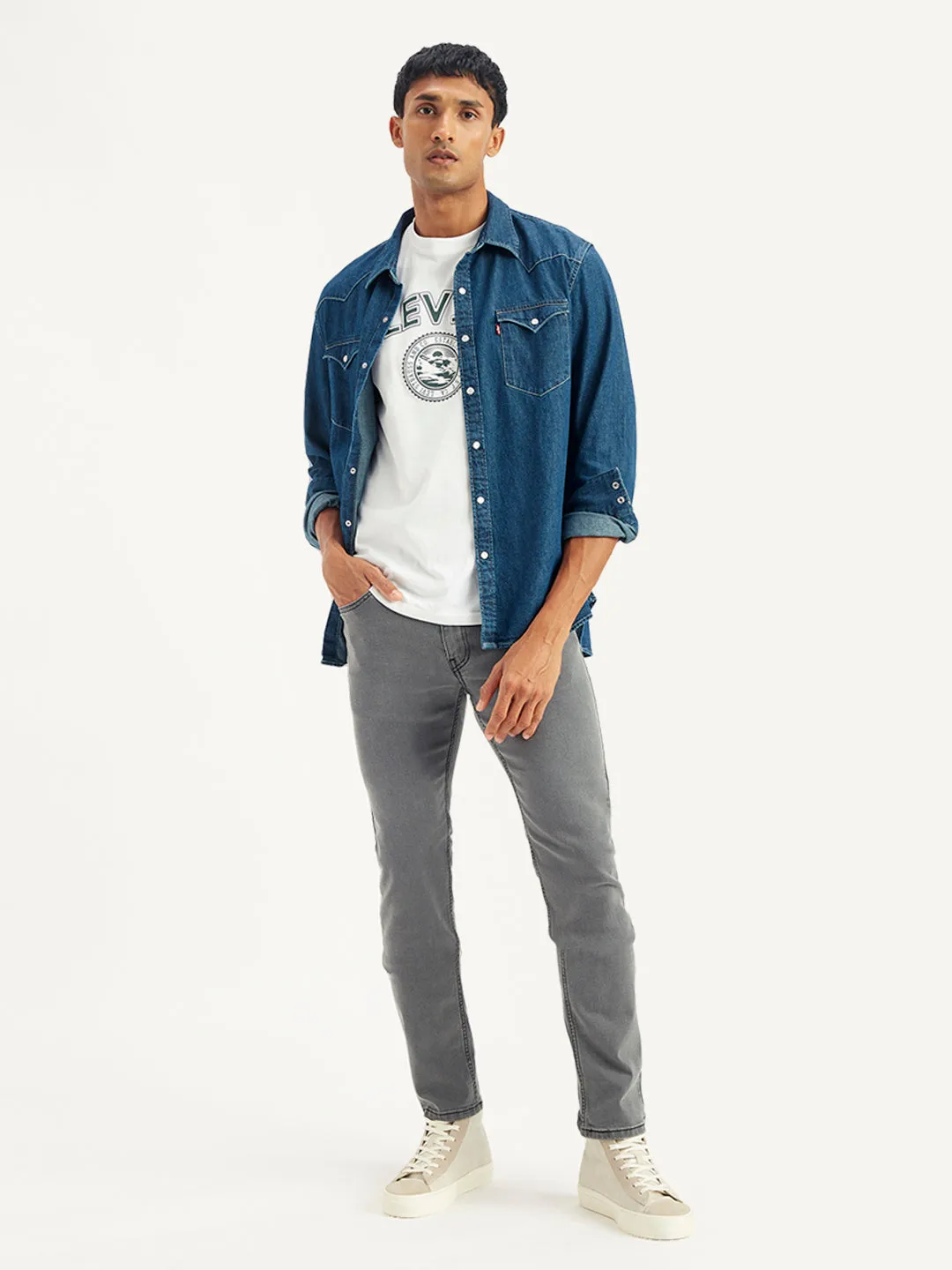 Men's 511 Light Grey Slim Fit Mid Rise Jeans