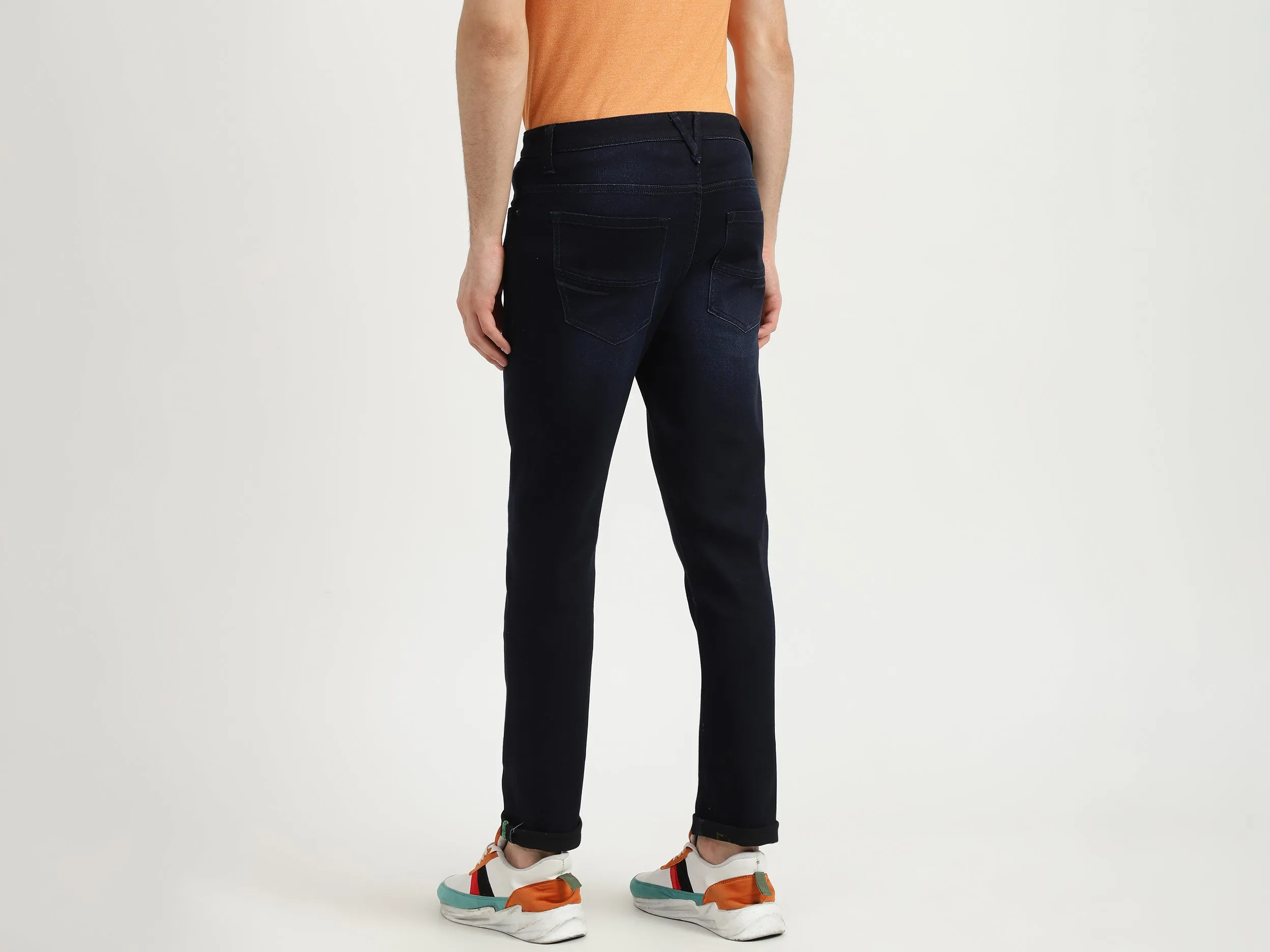 Mens Carrot Fit Solid Jeans