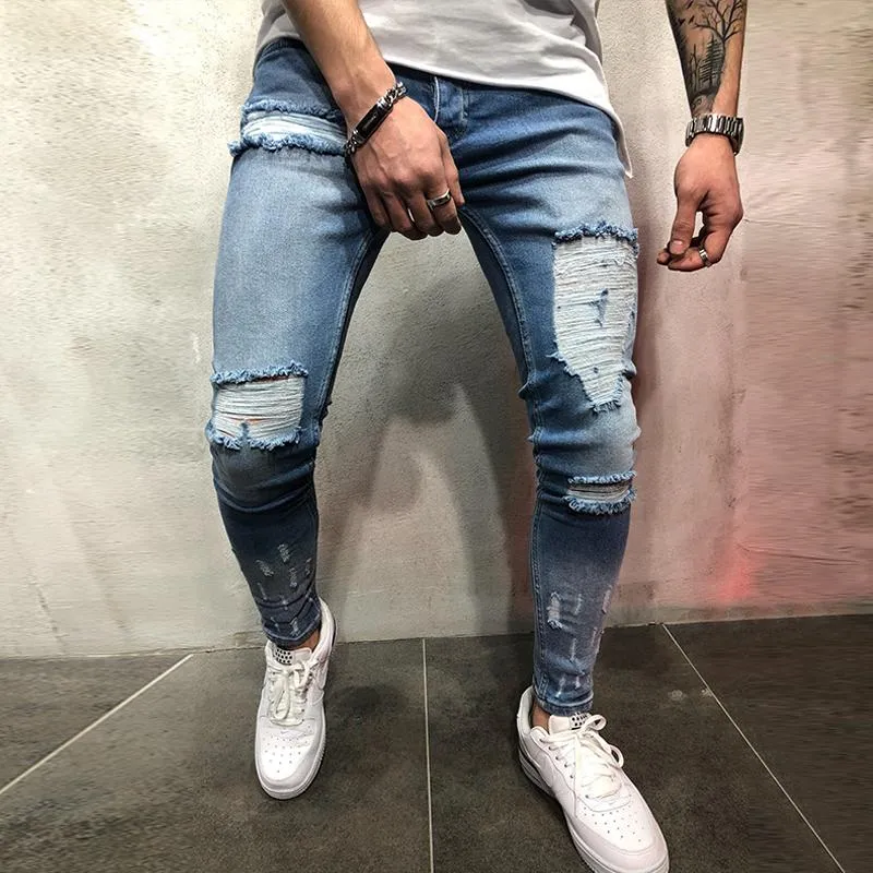 Men's Casual Fashion Slim Hole Jeans