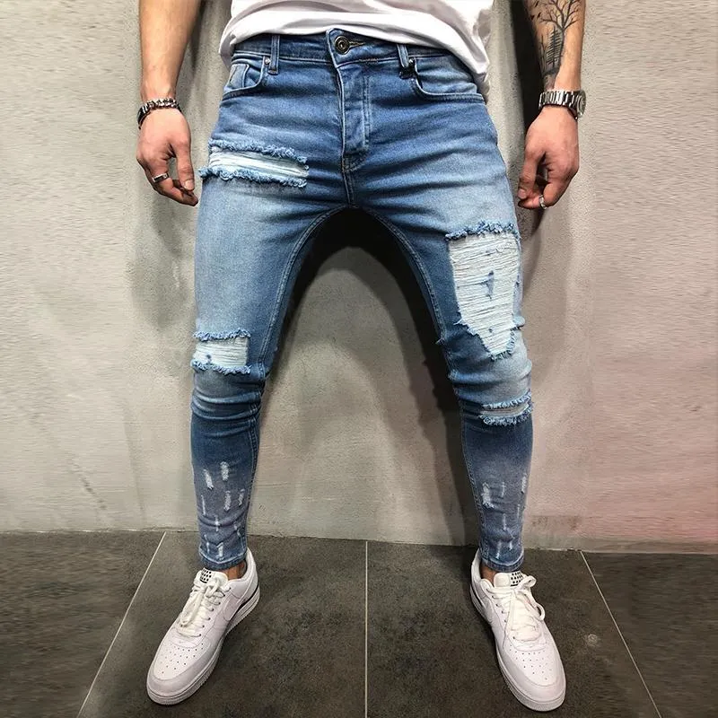 Men's Casual Fashion Slim Hole Jeans