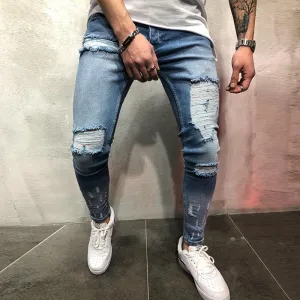 Men's Casual Fashion Slim Hole Jeans