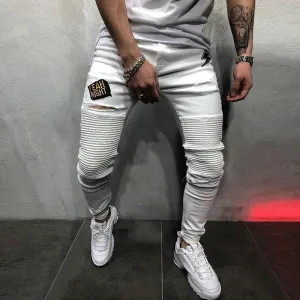 Men's Casual Slim Fit Hole Trousers Jeans
