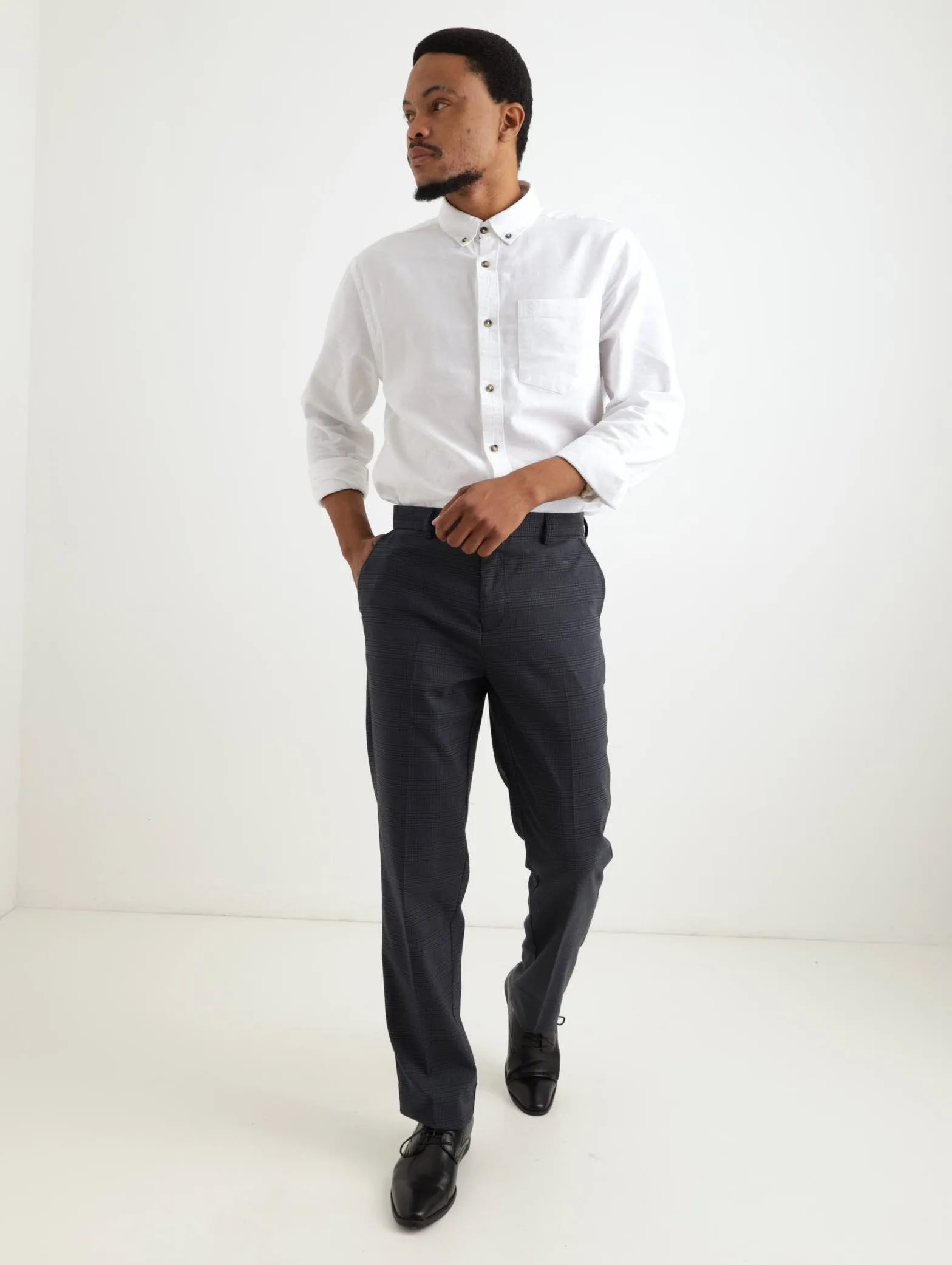 Men's Check Slim Trouser - Charcoal