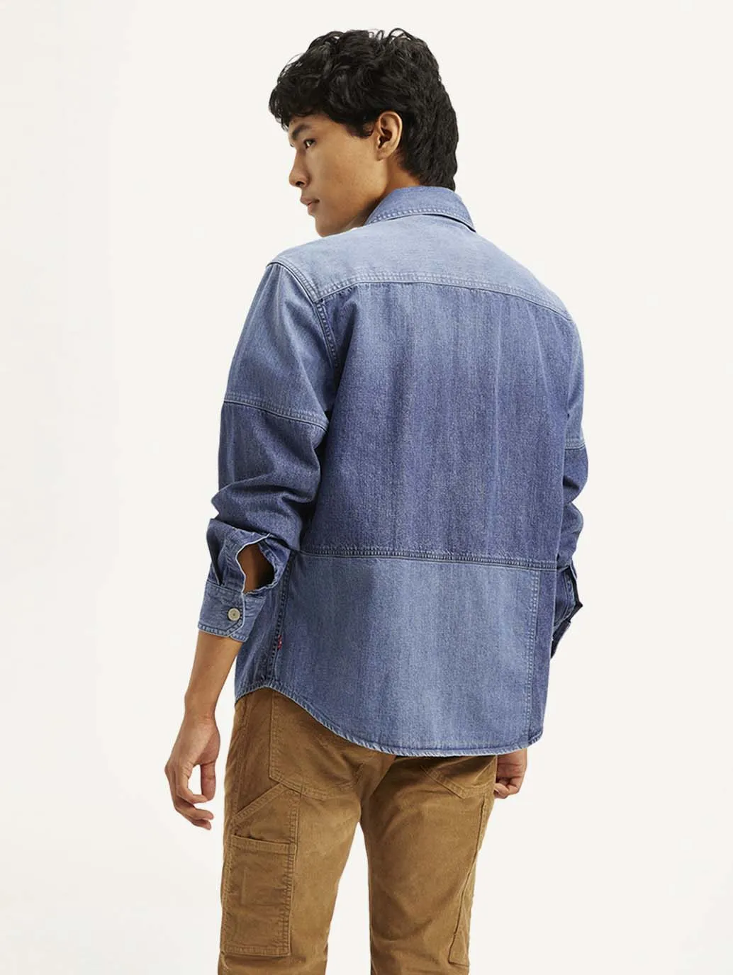 Men's Colorblock Relaxed Fit Denim Overshirt