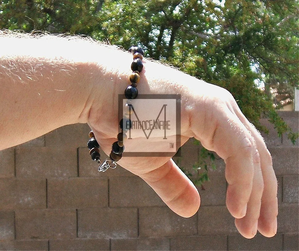 Mens Onyx and Tigers Eye Bracelet