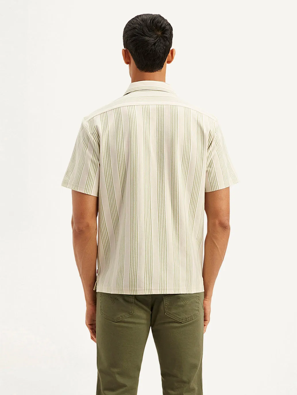 Men's Resort Collar Striped Relaxed Fit Camp Shirt
