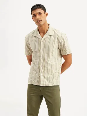 Men's Resort Collar Striped Relaxed Fit Camp Shirt